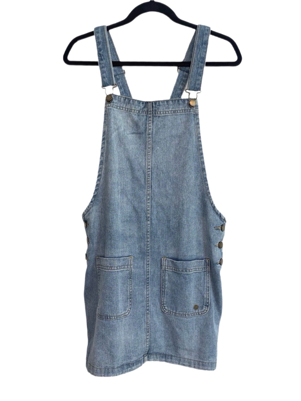 Roxy Women's Love to Travel Denim Jumper Dress in Retro Light Blue Size Small